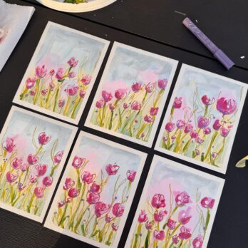 original ilustracije cvijeća akril na papiru A5 ručno oslikani radovi