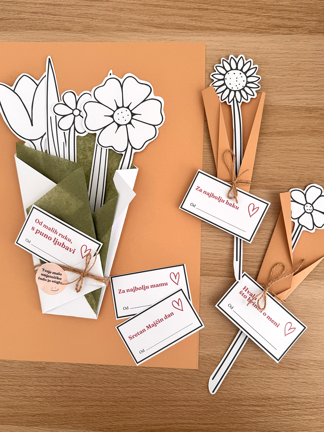 DIY buket set za djecu – poklon za Majčin dan s cvijećem, karticama i materijalima