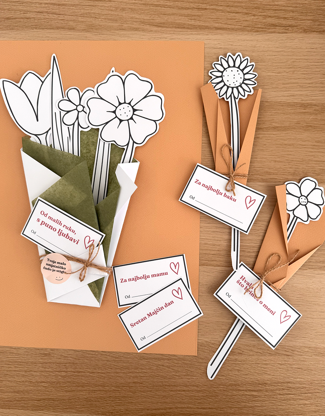 DIY buket set za djecu – poklon za Majčin dan s cvijećem, karticama i materijalima
