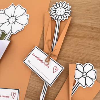 Papir za zamatanje buketa i trakice – DIY poklon za Majčin dan